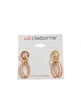 Liz Claiborne Rose Gold Double Oval Drop Earrings